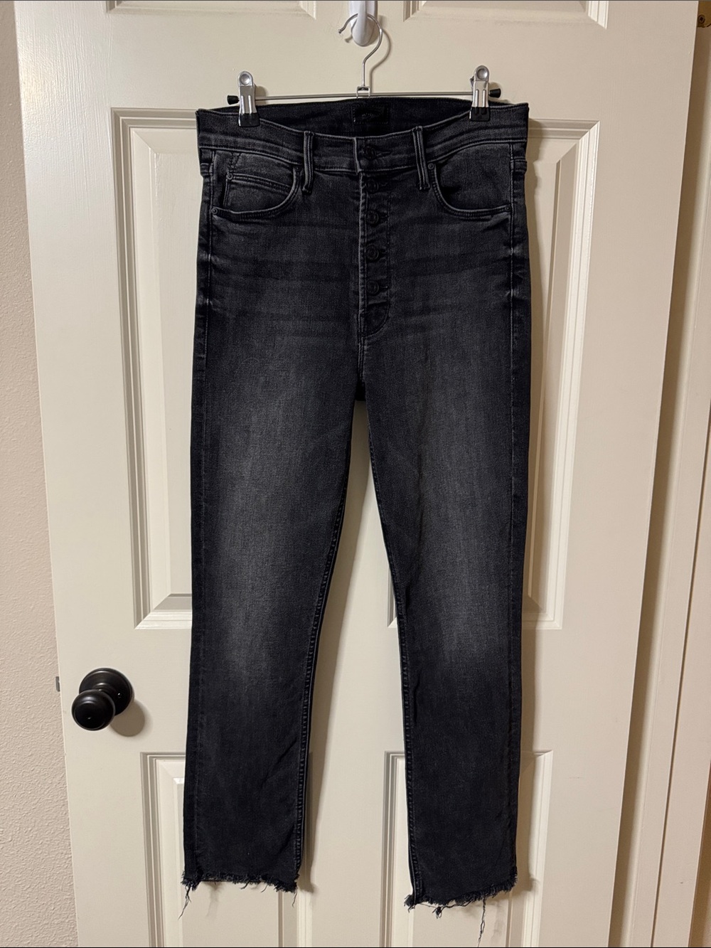 MOTHER Black Washed High-Rise Ankle Skinny Jeans